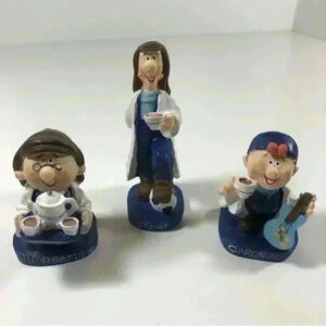 Set of 3 90s Tetley tea hand painted figurines: Clarence, Sydney and Hea…